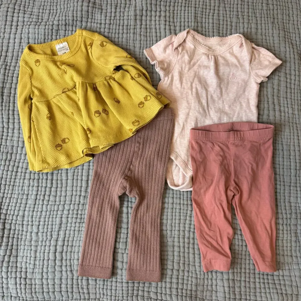 Bundle Lot Baby Girl Clothes Gap Carters 0-3 Months Leggings Peplum Top Bodysuit